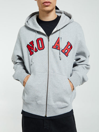 Noah - Arch Applique Zip Up Hoodie in Heather Grey