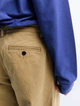 Noah - Double-Pleat Herringbone Pants in Khaki