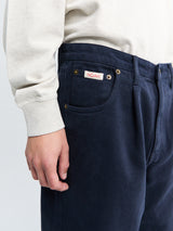 Noah - Brushed Back Pleated Jeans in Dark Navy