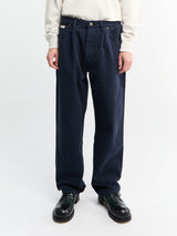 Noah - Brushed Back Pleated Jeans in Dark Navy