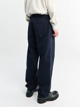 Noah - Brushed Back Pleated Jeans in Dark Navy