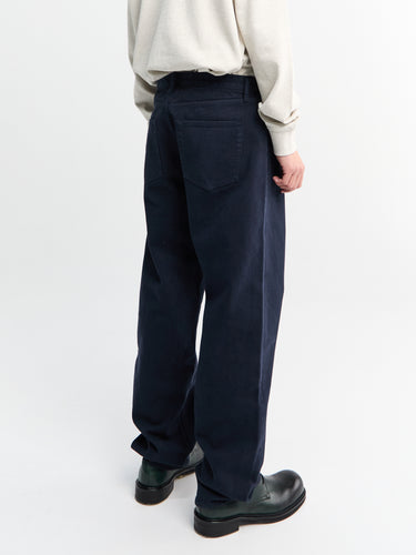 Noah - Brushed Back Pleated Jeans in Dark Navy