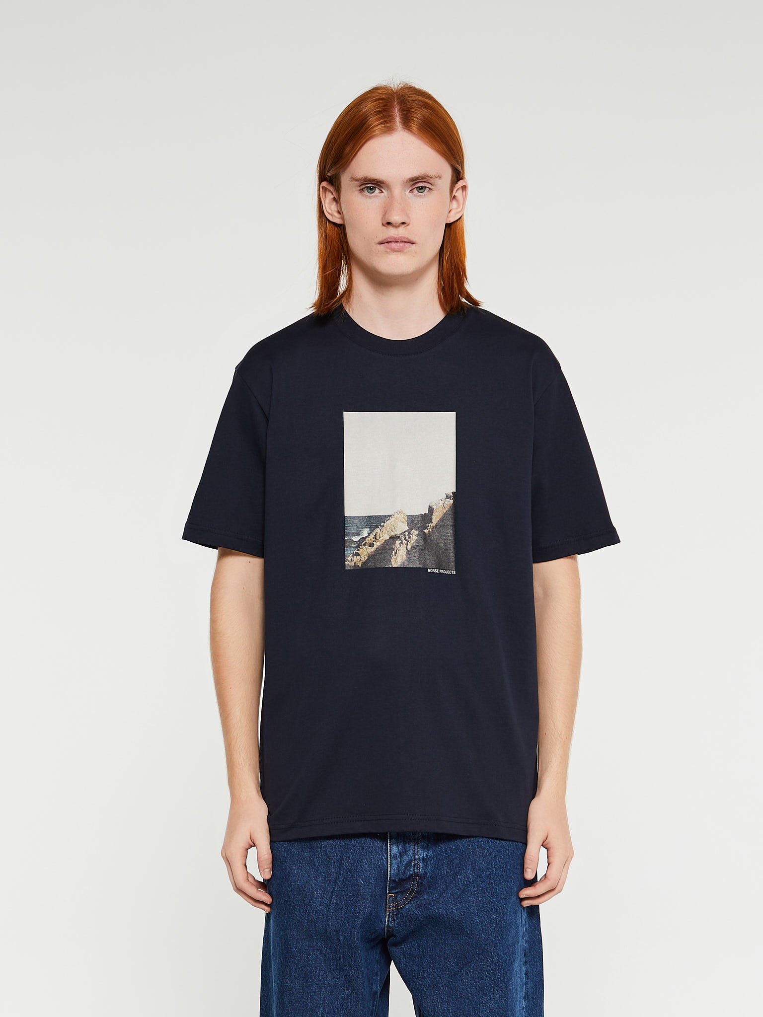 Norse Projects - Johannes Organic Cliff Print T-Shirt in Dark Navy
