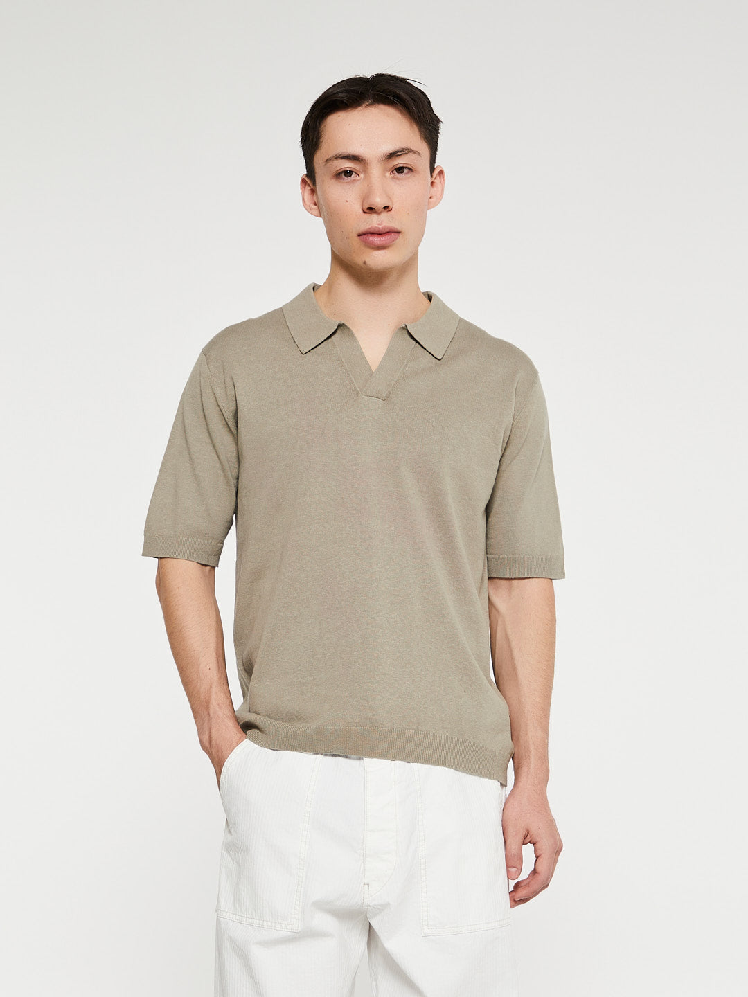 Norse Projects - Leif Cotton Linen Polo in Grey