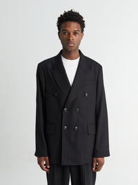 Our Legacy - Unconstructed Double-Breasted Blazer in Black Panama Wool