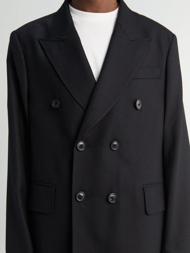 Our Legacy - Unconstructed Double-Breasted Blazer in Black Panama Wool