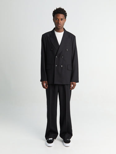 Our Legacy - Unconstructed Double-Breasted Blazer in Black Panama Wool