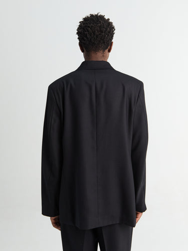 Our Legacy - Unconstructed Double-Breasted Blazer in Black Panama Wool