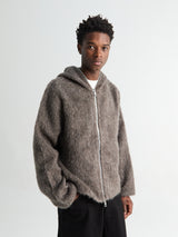 Our Legacy - Full Zip Hood in Mole Grey Hairy Wool