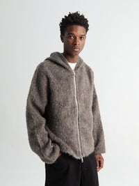 Our Legacy - Full Zip Hood in Mole Grey Hairy Wool
