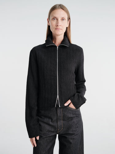 Our Legacy - Slim Zip Longsleeve in Obsidian Depth Woolcose Ridge