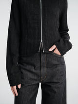 Our Legacy - Slim Zip Longsleeve in Obsidian Depth Woolcose Ridge