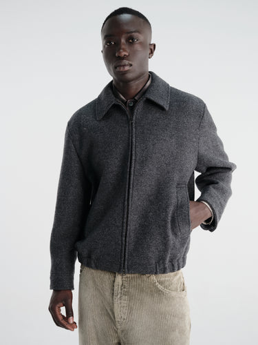Dunst - Unisex Collared Wool Blouson in Charcoal Grey