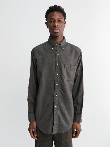 Subtly Brushed Mini Check Shirt in Charcoal