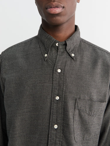 Subtly Brushed Mini Check Shirt in Charcoal