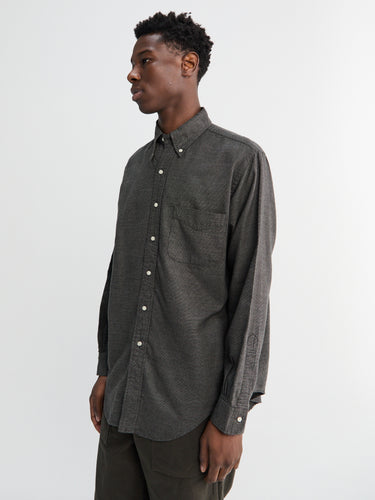 Subtly Brushed Mini Check Shirt in Charcoal