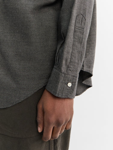 Subtly Brushed Mini Check Shirt in Charcoal