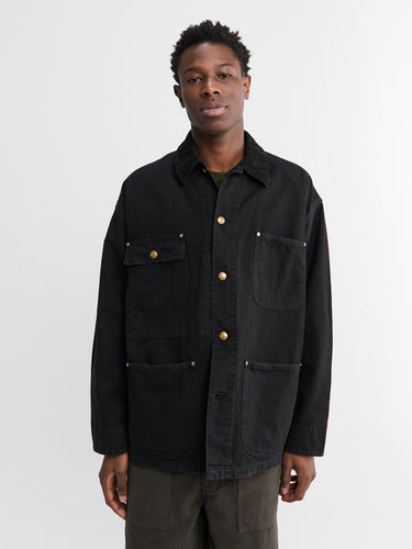 orSlow - Relax Fit Oxford Coverall Shirt in Black