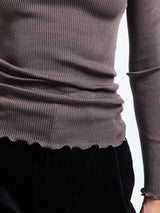 Oscalito - Wool & Silk Longsleeved Top in Taupe