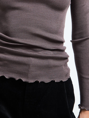Oscalito - Wool & Silk Longsleeved Top in Taupe