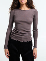 Oscalito - Wool & Silk Longsleeved Top in Taupe