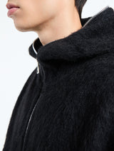 Our Legacy - Full Zip Hood in Black Hairy Wool