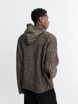 Our Legacy - Level Hood Sweater in Vanise Brown Stripe Isels Wool