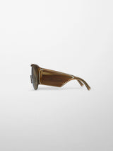 Phoebe Philo - Half Bombé Sunglasses in Dark Khaki Tortoiseshell