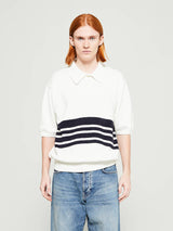 Palmes - Panel Knit Polo in Off-White