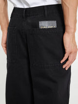 Palmes - Twill Patch Trousers in Black