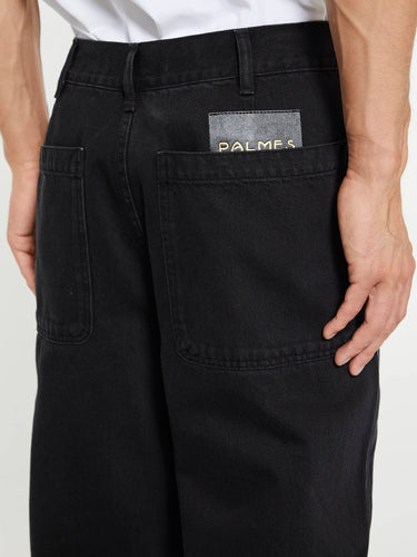 Palmes - Twill Patch Trousers in Black