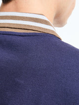 Palmes - Oval Pique Polo in Dark Blue