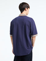 Palmes - Oval Pique Polo in Dark Blue