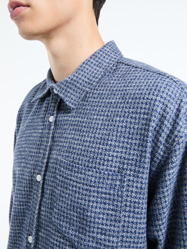 Palmes - Cotton Mouline Shirt in Blue