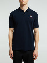Comme des Garçons PLAY - Polo With Red Emblem in Navy