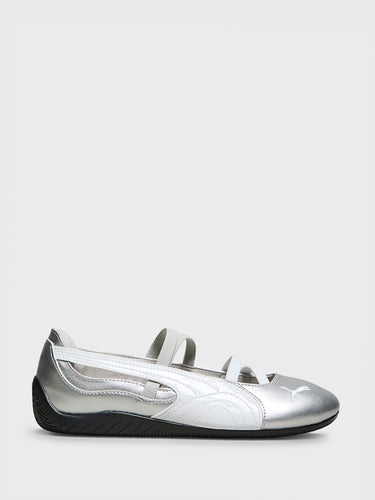 Puma - Speedcat Ballet Shoes in Metallic Silver and White