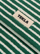 Tekla - Terry Bath Mat in Teal Green Stripes