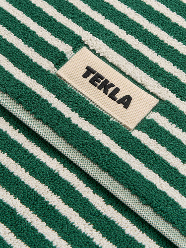 Tekla - Terry Bath Mat in Teal Green Stripes
