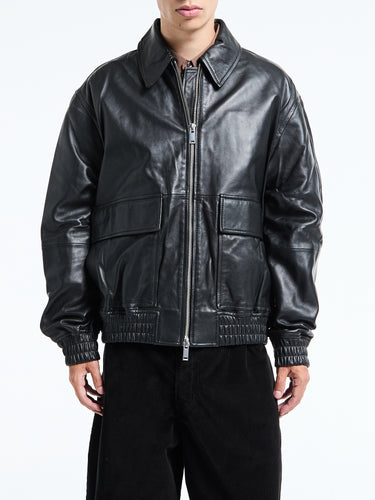 Studio Nicholson - Piston Leather Jacket in Black