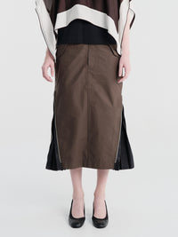 sacai - Cotton Weather Zip Skirt in Khaki and Navy