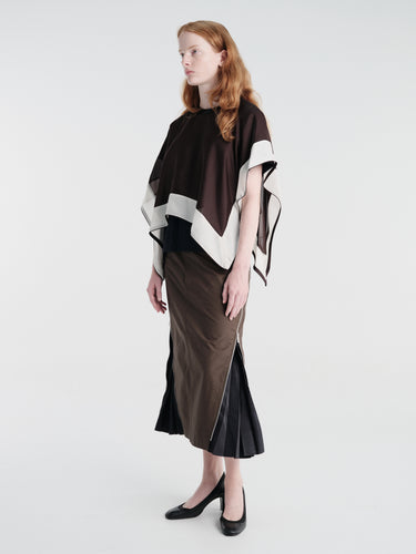 sacai - Cotton Weather Zip Skirt in Khaki and Navy
