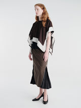 sacai - Satin and Cotton Jersey T-Shirt in Brown and Navy