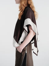 sacai - Satin and Cotton Jersey T-Shirt in Brown and Navy