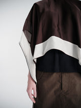 sacai - Satin and Cotton Jersey T-Shirt in Brown and Navy