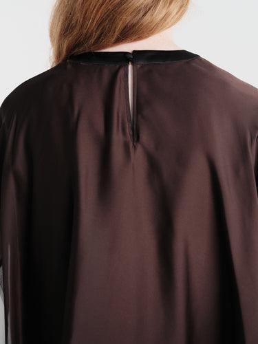 sacai - Satin and Cotton Jersey T-Shirt in Brown and Navy