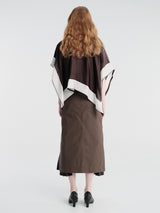 sacai - Satin and Cotton Jersey T-Shirt in Brown and Navy