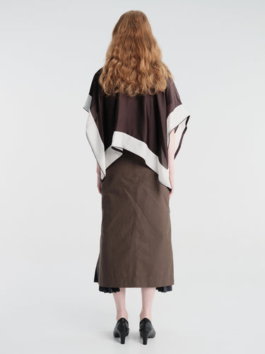 sacai - Satin and Cotton Jersey T-Shirt in Brown and Navy