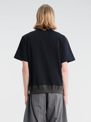 sacai - Cotton Jersey T-Shirt in Navy and Khaki