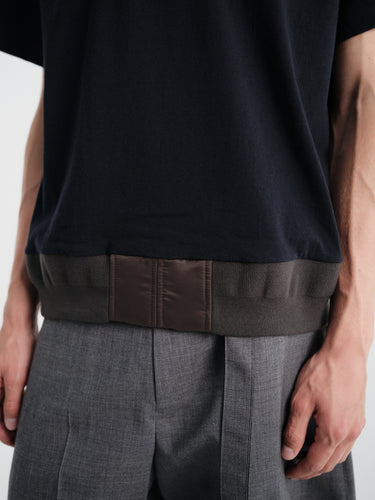 sacai - Cotton Jersey T-Shirt in Navy and Khaki