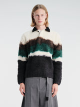 sacai - Chusen-Dyed Knit Polo Shirt in Black Multi